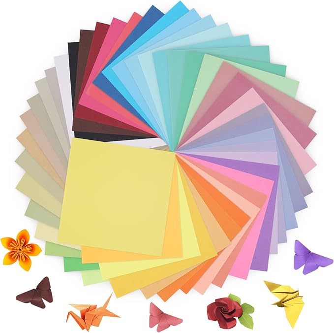 Origami Paper 50 Colors 100 Sheets 6" x 6" , Double Sided Color Origami Kit for Crafts & Art, Allow for Easy & Intricate Folding