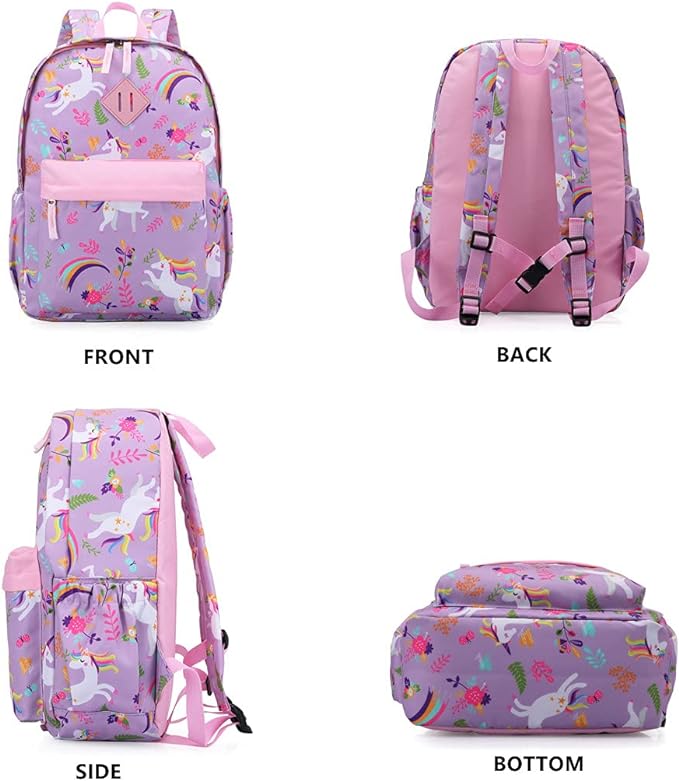 KK CRAFTS Preschool Backpack Kindergarten Little Kids Toddler Elementary School Backpacks for Boys and Girls with Chest Strap(15Inch, Purple Unicorn)