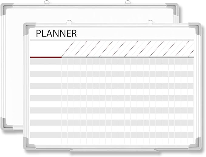 Lincia Aluminum Frame Dry Erase Board with Lines, Double Sided Wall-Mounted Whiteboard for Scheduling, to Do Lists & Weekly Planning, Reusable Calendar for Home & Work(Make Ready Board,18"x24")