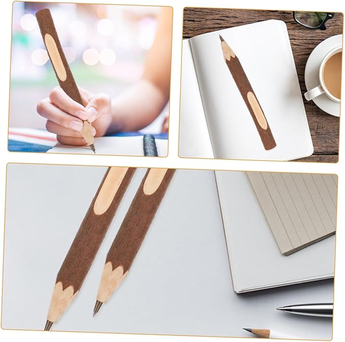 Wooden Ballpoint Pens 17cm Tree Bark Texture Portable Writing Pens 10pcs Biodegradable for Office and Home Use