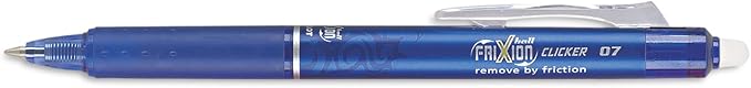 PILOT Pen 31451 FriXion Clicker Erasable, Refillable & Retractable Gel Ink Pens, Fine Point, Blue Ink, 12-Pack