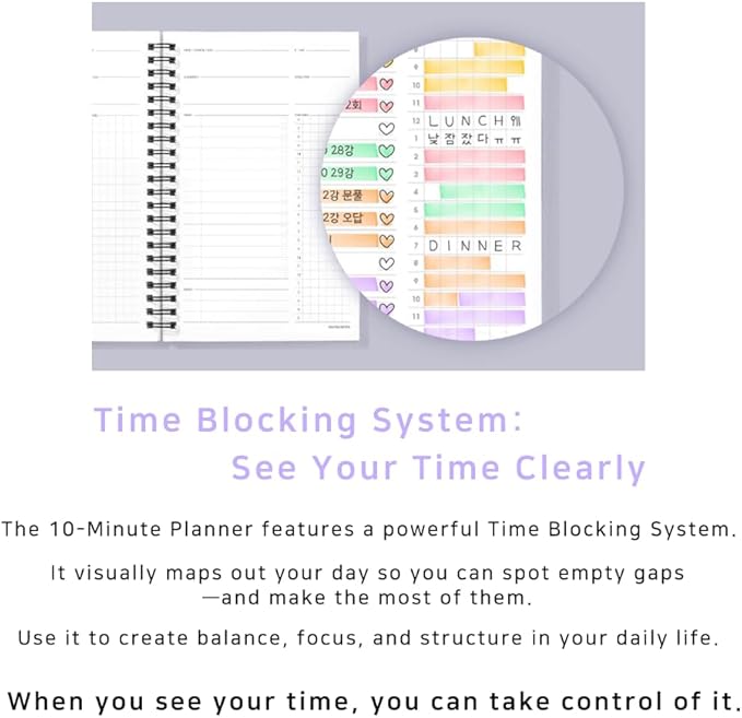 MOTEMOTE 10-Minute Planner 100 DAYS – Undated Daily Planner with Time Blocking, Goal Setting & Reflection – Boost Productivity & Build Better Habits in Just 10 Minutes a Day, Study Plan, Color Chip Edition ( Violet )