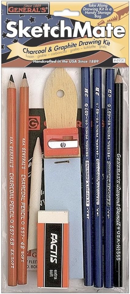 General's SketchMate Graphite & Charcoal Drawing Kit w/Artist Accessories