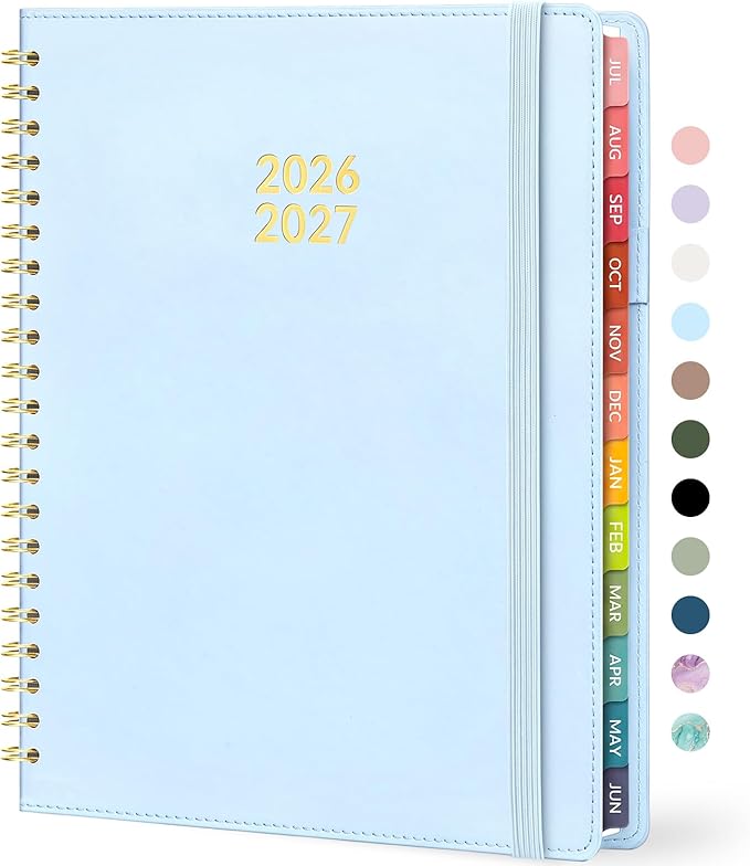 Forvencer Planner 2026-2027, Academic Planner Weekly & Monthly, Vegan Leather Cover Calendar Planner, July 2026 - June 2027, 8.5" x 11", Daily Agenda with Tabs, Student Teacher Planning Organizer