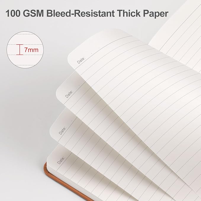 EMSHOI Lined Journal Notebook, 192 Numbered Pages, A5 Size (5.7'' x 8.3'')