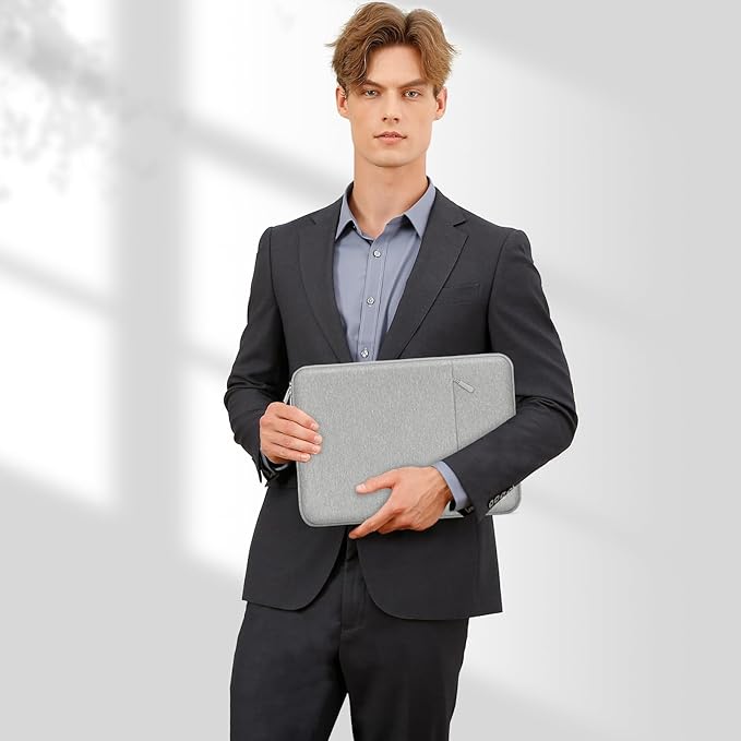MOSISO Laptop Case 13.3 inch, 13-13.3 inch Laptop Sleeve Compatible with MacBook Air/Pro 13/Pro 14 M5 M4 M3 M2 M1, HP Dell ASUS Lenovo,Polyester Vertical Computer Sleeve Bag with Pocket, Gray