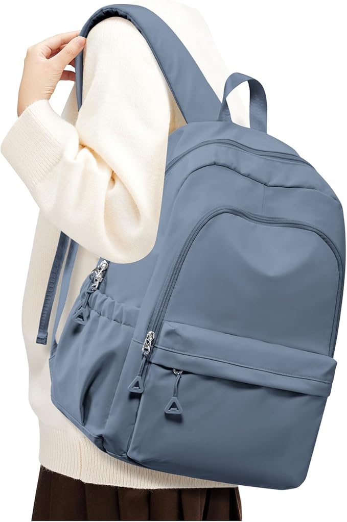 BJLFS Small Blue Backpack for School Women Girls, Waterproof Bookbag Cute High School Backpack for Men Teen Boys, Lightweight Travel College Back Pack Mochilas Escolares para Casual Daypack Rucksack