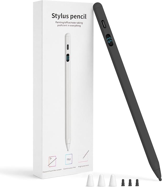 2-in-1 Stylus Pen for Touch Screen + LED Power Display, Dual OS Active Pencil for iPad iPhone Android Samsung Tablet, Tilt Sensitivity for Drawing,Fast Charge, Digital Pencil Compatible with Switch