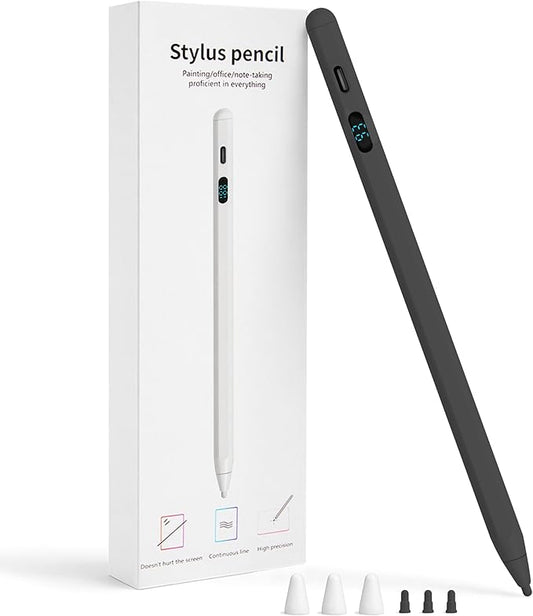 2-in-1 Stylus Pen for Touch Screen + LED Power Display, Dual OS Active Pencil for iPad iPhone Android Samsung Tablet, Tilt Sensitivity for Drawing,Fast Charge, Digital Pencil Compatible with Switch
