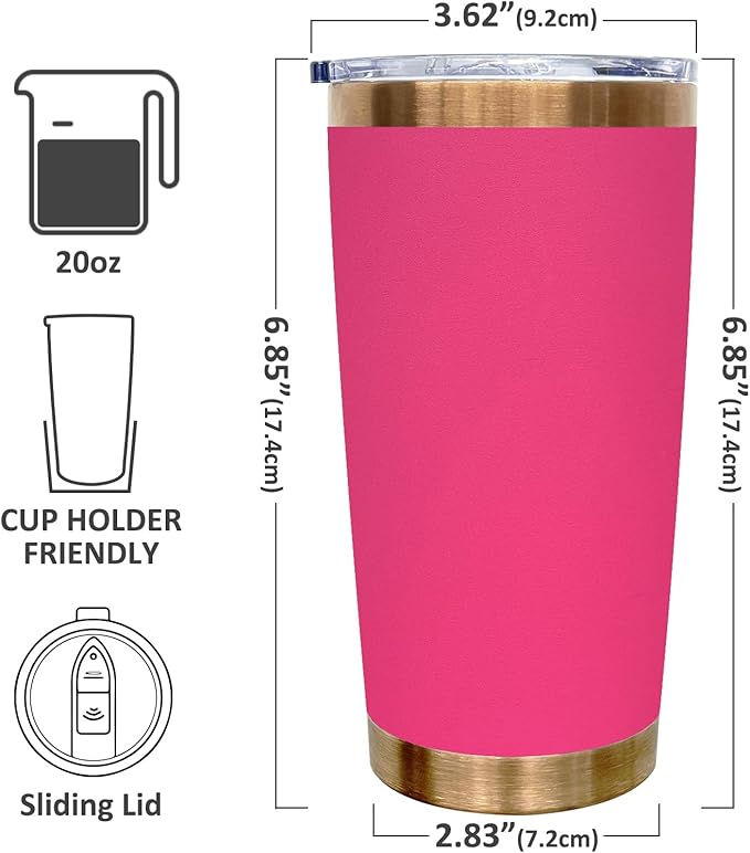 20 oz Tumbler Bulk 4 Pack Stainless Steel Tumblers with Lids and Straws, Double Wall Vacuum Insulated Travel Coffee Mug for Laser Engrave, Powder Coated Cup for Hot and Cold Drinks (Rosy,4 pack)