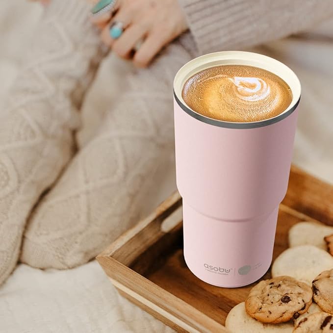 asobu 22oz Extra Large Ceramic-Lined Travel Mug with No Metal Taste-Keeps Flavors True - Double-Wall Vacuum Insulated Coffee Mug with Spill-Proof Pop-Open Lid for Hot Drinks