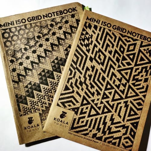 KOALA TOOLS | Mini Isometric Graph Paper Notebook | 5" x 7", 60 pp. - Kraft Cover Isometric Grid Notebooks - Suitable for Industrial, Architectural, Interior and Graphic Design