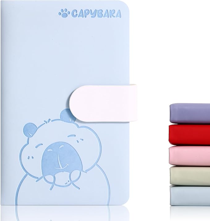 BOBO RABBIT Blank Journal Small Pocket Leather Notebook No Lines for Drawing Plain Sketch Book Cute Cartoon Capybara Unlined Journal for Travel Work School, 200 Pages, 3.7"X5.9"