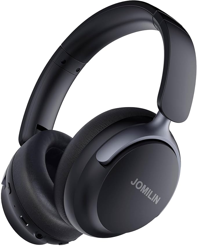 JOMILIN C5 Active Noise Cancelling Headphones, Wireless Over Ear Bluetooth Headphones, 3EQ Modes via Button, 60H Playtime Lightweight Folding Stereo Bass Headset with Mic, for Travel Home Space Black