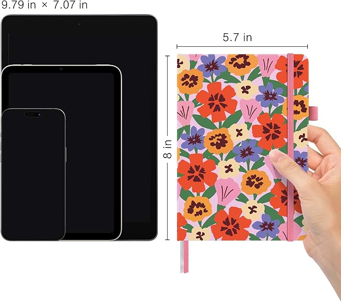 &And Per Se Lined Hardcover Notebook – A5 5.7"x8" College Ruled, 160 Pages, 100gsm Thick Paper – Aesthetic Journal for Women, Gift-Ready Planner, Everyday Writing Notebook (Elegant Florals)