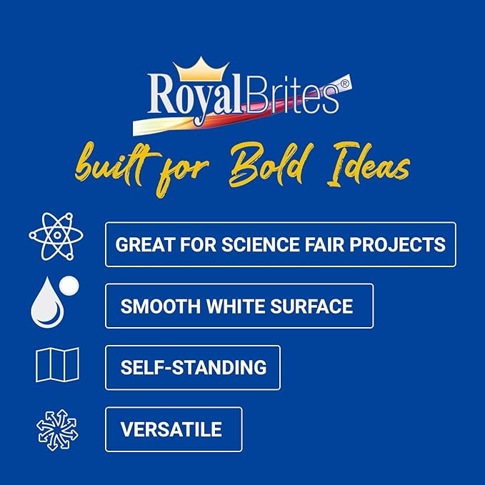 Royal Brites 1-Ply Corrugated Tri-fold Project Board 28" x 40", Exhibition, Presentation, & Science Fair Display Boards, Lightweight Tri-Fold Board with Smooth Surface, White/Kraft, Pack of 6