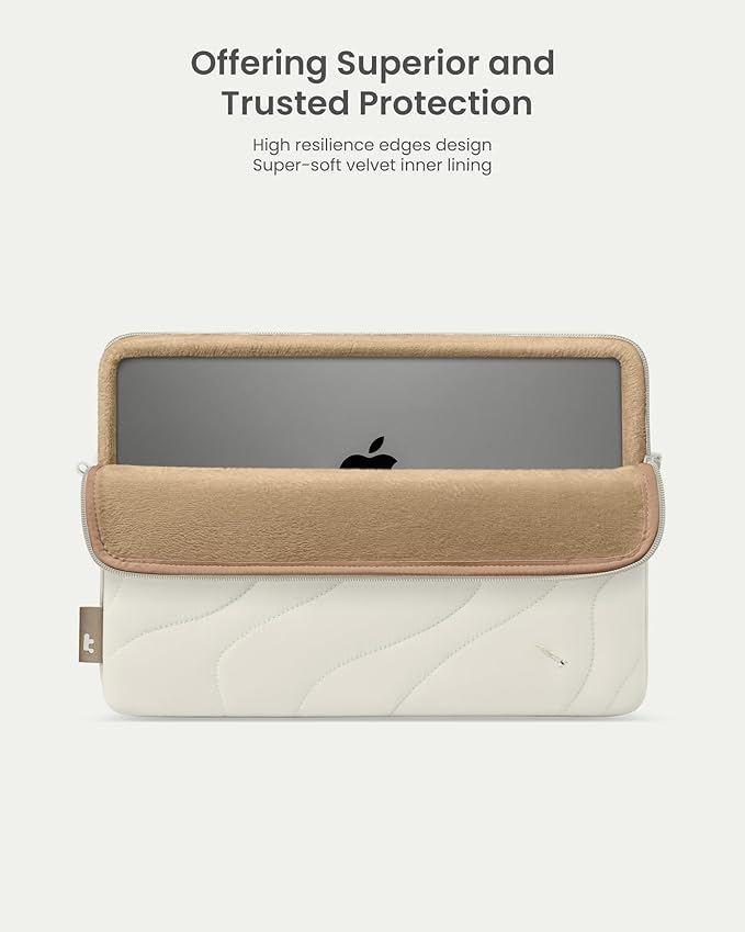 tomtoc 360 Protective Puffy Laptop Sleeve for 16-inch MacBook Pro M5 Pro/Max (2026) A3428 A3429, M4/M3/M2/M1 Pro/Max A3403 A3186 A2991, Quilted Design Soft Cute Puffer Bag Case for Dell XPS 16 Laptop
