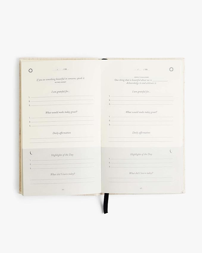 Ditsy Tulip Five Minute Journal, Daily Gratitude and Self-Reflection Diary