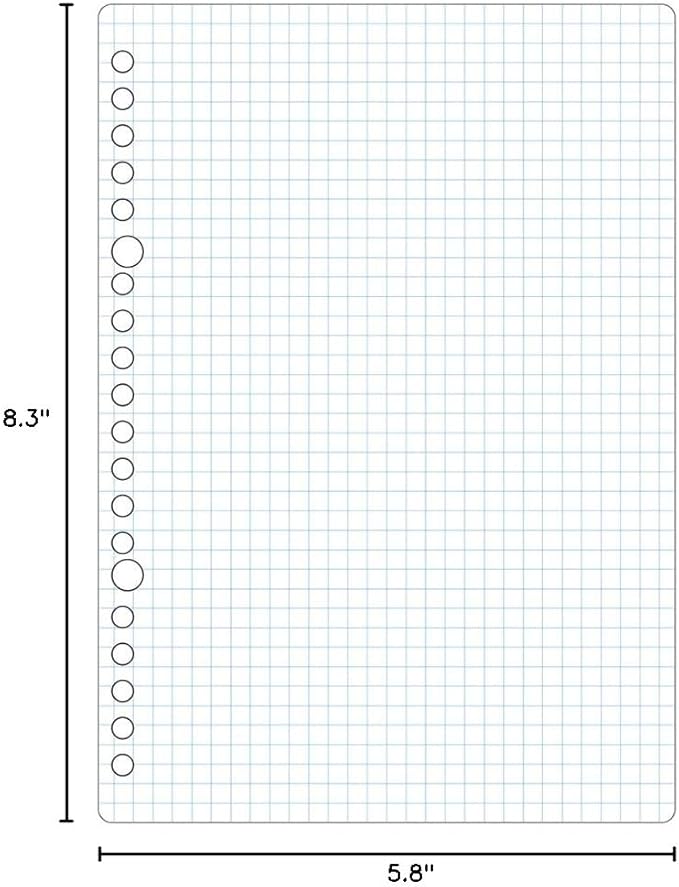 Maruman L1307 Loose Leaf A5 Square 0.2 inch (5 mm), 50 Sheets Set, 5 Pieces