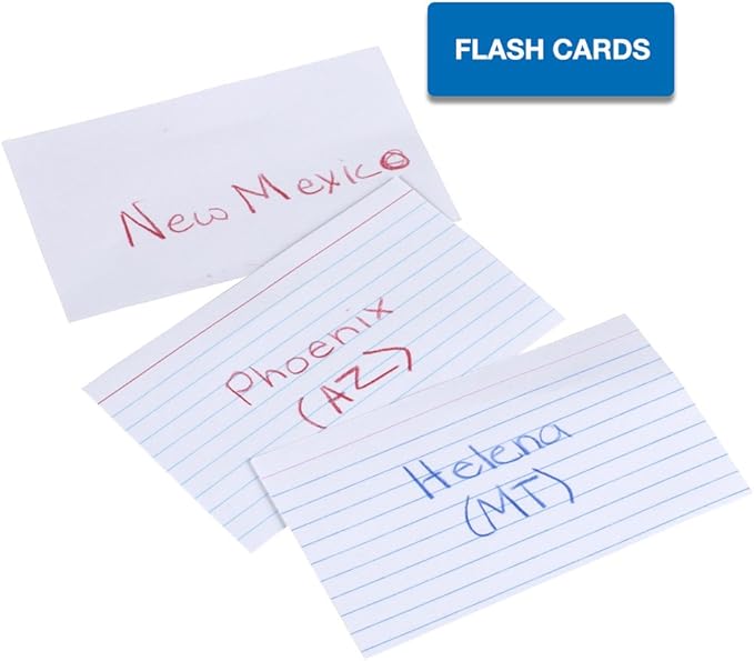 Mead Lined Index Cards, Note Cards, Ruled, 100 Count, 3" x 5", White (63350) (Pack of 2)