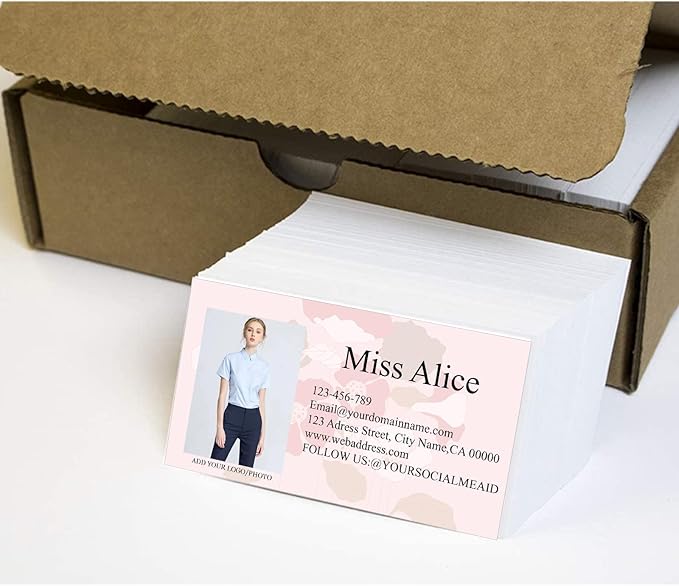 Customized Name Cards 500 PCS, Customized Design with Picture Texture All Business Designs cards No Additional Charge (Color-Q)