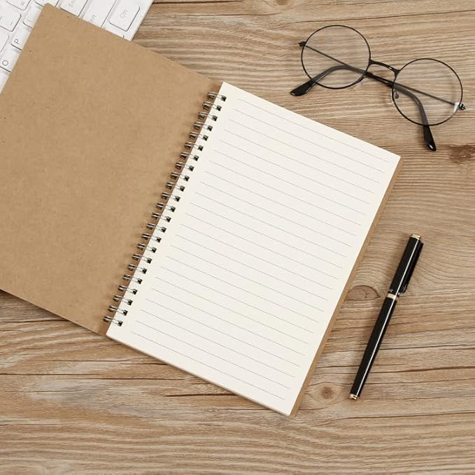 Ykimok 2Pack College Ruled Wirebound Spiral Notebook, College Ruled Notebook, 100 Pages, 50 Sheets, 7.48 x 5.11 Inch, Black and Yellow Cover