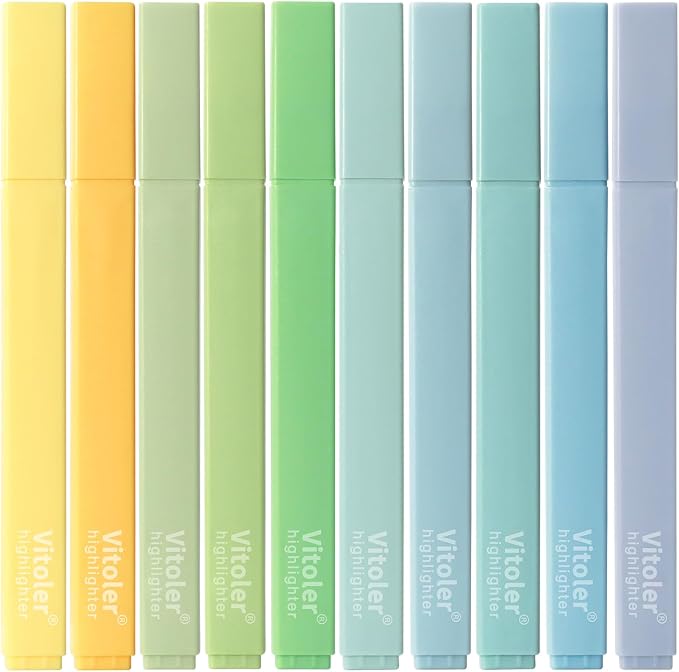 Piochoo Highlighters,10Pcs Bible Highlighters,Chisel Tip Office Accessories for Journaling Planner Notes School Supplies
