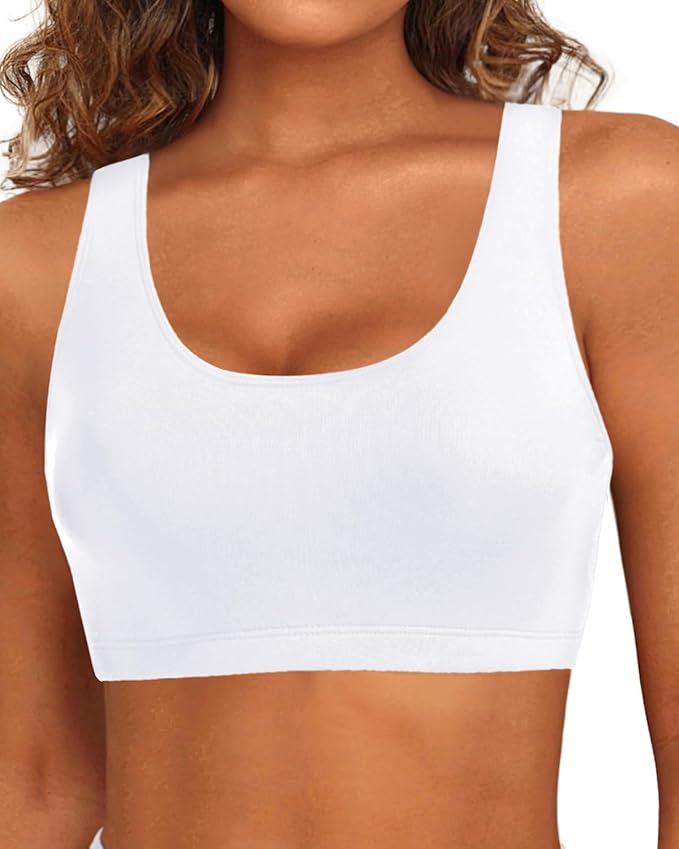 Tempt Me Women Sports Bra Bikini Top Push Up Scoop Neck Bathing Suits Top Padded Swim Crop Tops Only