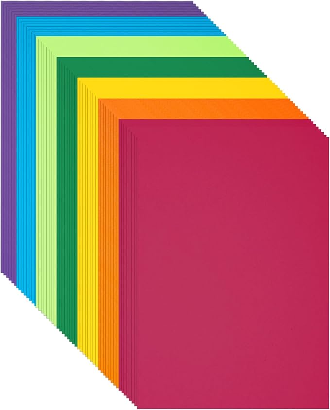 Construction Paper 8.5x11 in,70 Sheets,Set of 7 Colors Classic Rainbow 178GSM/65LB Heavyweight Construction Paper,Crafts,Arts,School Classroom Art Supplies Assorted Colors Bulk Paper
