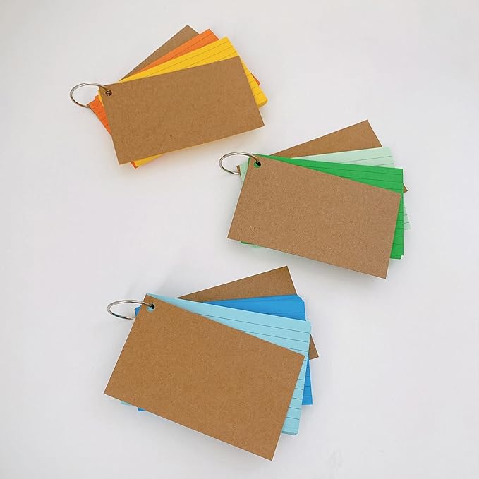 Flashcards Lined Indexes Cards Study with Binding Rings Revisions Blanks Note for Vocabulary Learning Lined with Binding Rings Study Vocabulary for Students