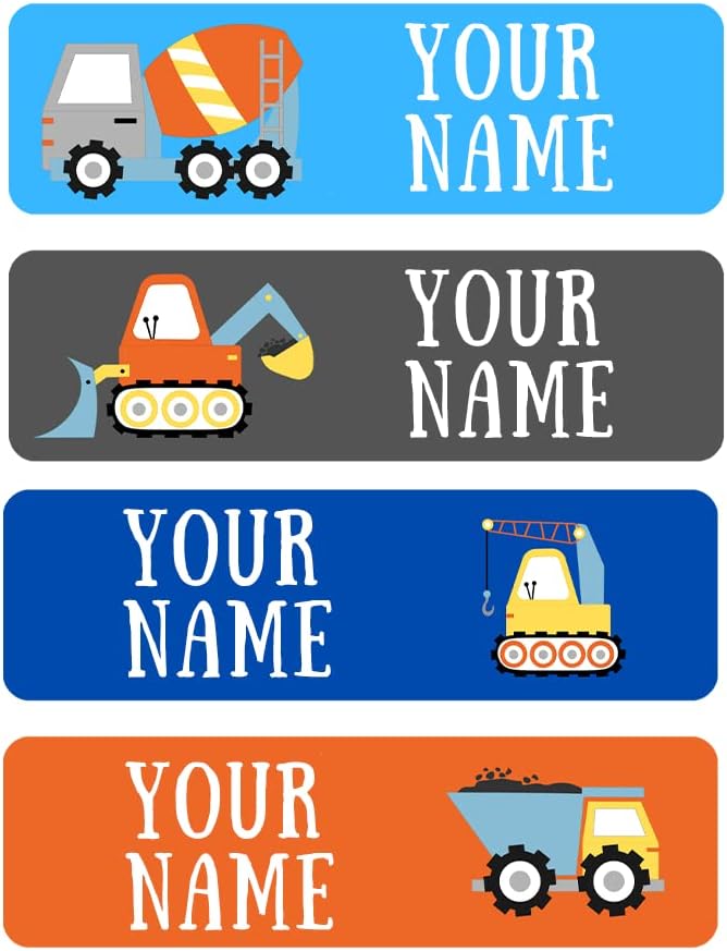 128 Custom Waterproof Dishwasher Safe Kid Name Labels for Daycare, School Supply, Baby Bottles, Lunch Boxes and Cups, Travel. Cute Personalized Design Name Stickers (Pattern 2)