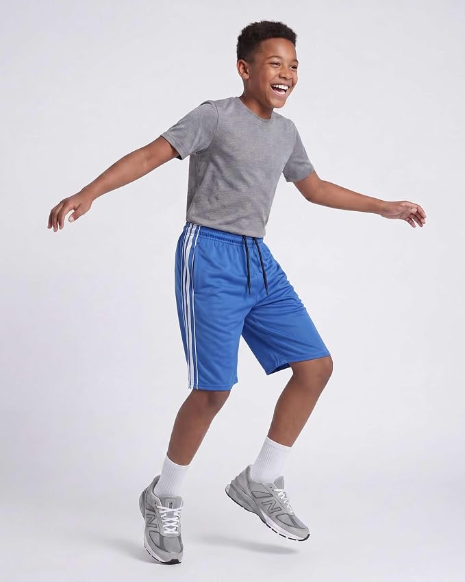 Real Essentials 5 Pack: Boys' Mesh Basketball Athletic Shorts with Pockets – Teen Kids Youth Quick Dry Soccer Running Gym