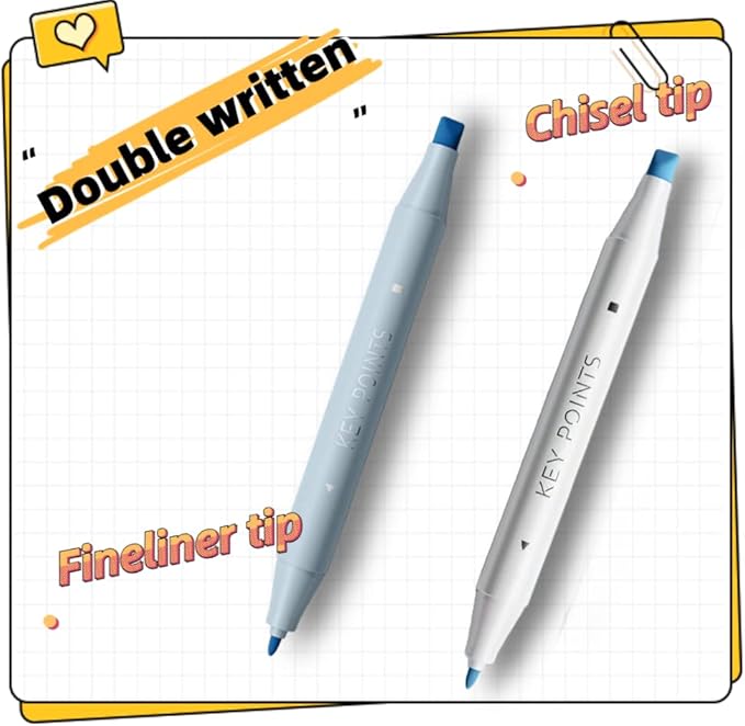 Dual-Tip Highlighters, Free Pencil Case, Chisel Tip & Fineliner Tip, No Bleed Up, Pestal Quick-Drying Highlighter (Pastel1)