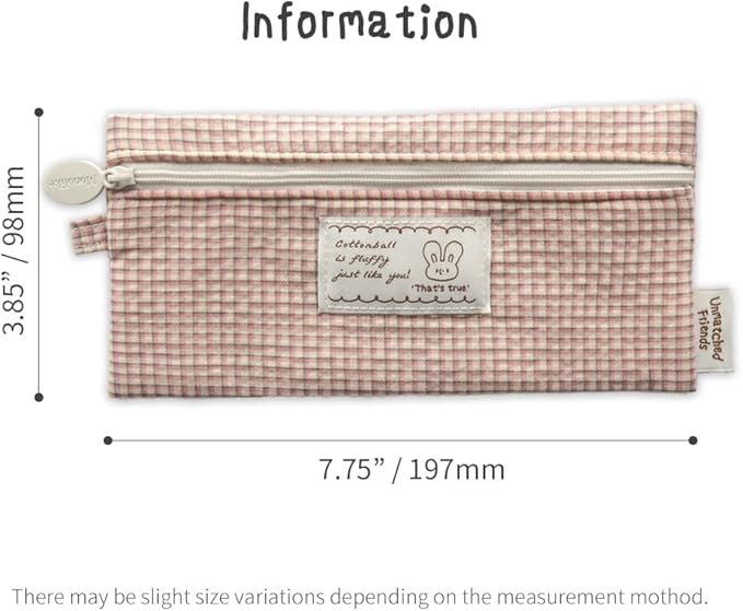 Monolike_Fabric/Cushion Pencil case (Unmatched Friends Fabric Check Pencil Case Series. 2, Vintage pink)