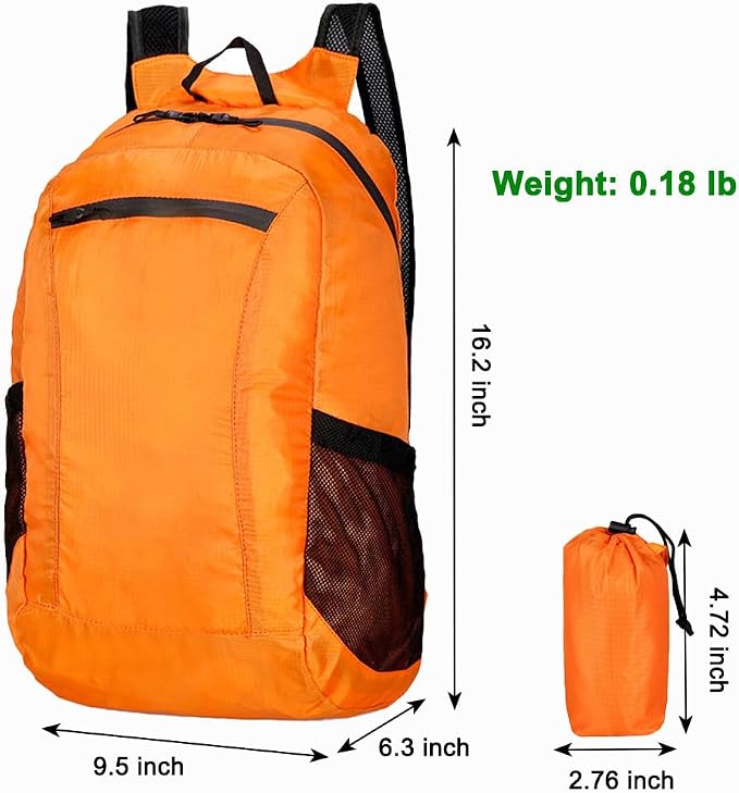 18L Mini Foldable Daypack, Waterproof and Lightweight Backpack | Small Outdoor Camping Day Pack, Travel Packable Bag for Men and Women, Easy to Carry