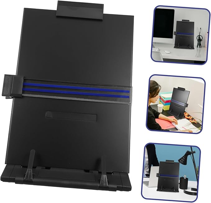 DOITOOL Adjustable Desktop Document Holder Stand for Reading and Typing Iron and Plastic Copy Holder with Clip Ergonomic Book Stand for Students and Office Use Compact Design for Books and