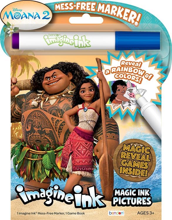 Bendon Moana 2 Imagine Ink | Moana Coloring Book with Mess Free Marker | Moana Activity Book | 16 Pages | Officially Licensed