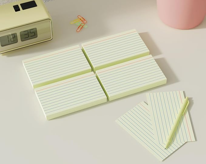 YIZUUN Cream Index Cards 3x5, 200 Pack, Ruled Index Cards, Flash Cards for Studying, Heavy Note Cards for Office, Home and School, 4 Packs of 50