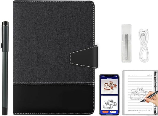 Smart Digital Sketchbook with A5 Erasable Paper Refill + 5 Spare Refills, Intelligent Digital Sketchbook Pro V2, Smart Sync Pen & Notebook, Drawing, Writing, Note-Taking,Black b