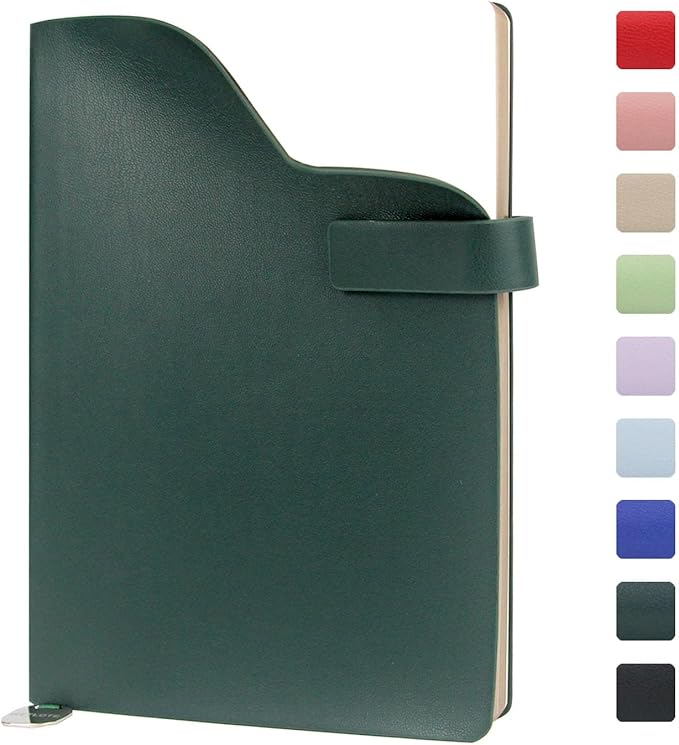 Softsided Notebook - 5.7"x 8.4" - upgraded texture, classic line design, paper for smooth writing, elegant hangtag detail, with box, perfect for both gift and personal use(Dark Green）