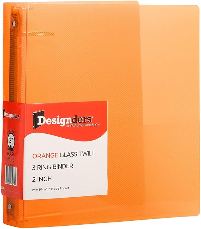 JAM PAPER Plastic 2 inch Binders - Assorted 3 Ring Binders (Red, Blue, Green & Orange) - 4/Pack