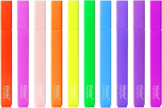 Piochoo Aesthetic Highlighters,10 pcs, Chisel Tip, Vibrant Colors,Pastel Highlighters Assorted Colors, Bulk Highlighte for Bible Journaling Planner Notes School Supplies