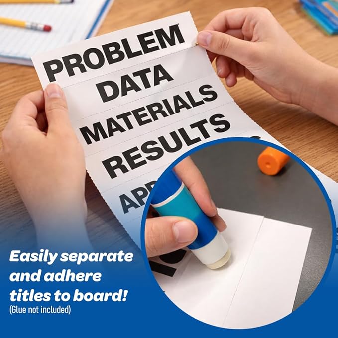 Flipside Products Science Fair Project Board Kit – 36" x 48" White Trifold Boards with Black Science Fair Title Letters – Ready-to-Use Project Display Boards - 24 Pack
