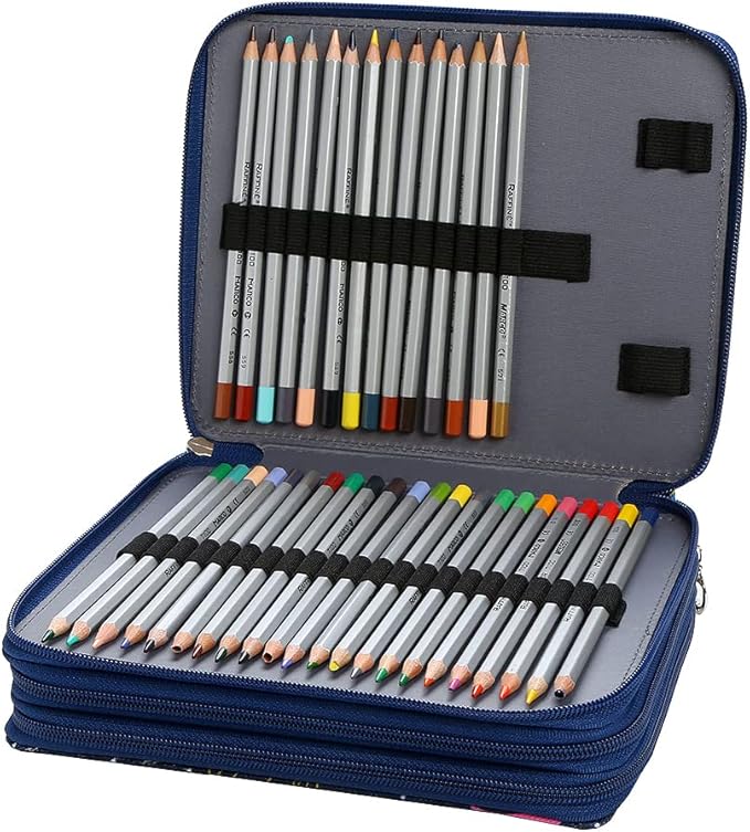 Portable Colored 120 Slots Pencil case Organizer with Printing Pattern for Watercolor Pens or Markers, Pencil Case Organizer for Artist