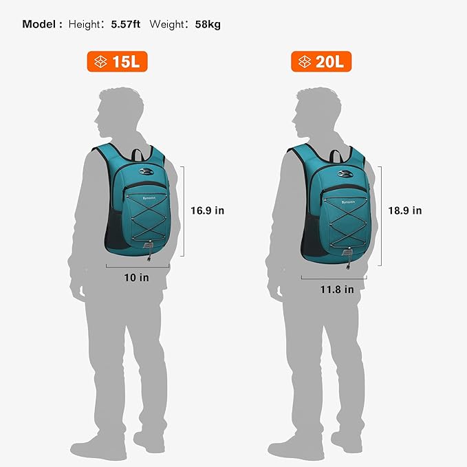 Ultra-Light Soft Daypack 15L/20L, Cushioned Breathable Back Panel Backpack, Lightweight Packable Travel Backpack (Green, 15L)