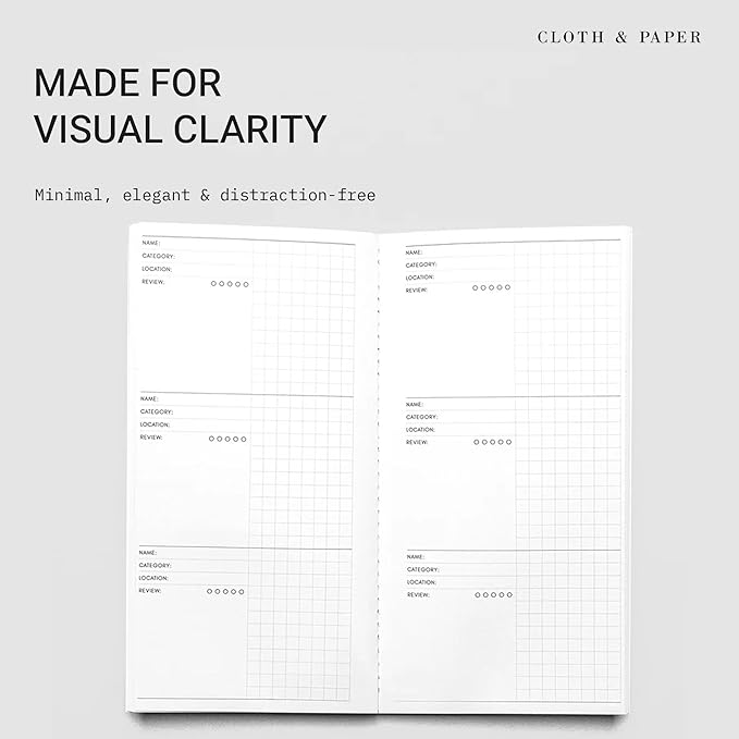 Cloth & Paper Travel Notebook | Experience Journal Tracker – Walnut | A5 Slim Travel Journal Notebook 4.3" x 8.3" | Experience Log for Restaurants, Travel, Places & Activities – Soft Touch Cover