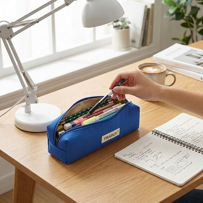 Canvas Pencil Case Pouch,Multipurpose Pen Bag Stationery Royal Blue | Heavy-duty canvas, smooth alloy zipper, cute organizer for girls and boys, ideal for stationery, cosmetics, tech gear