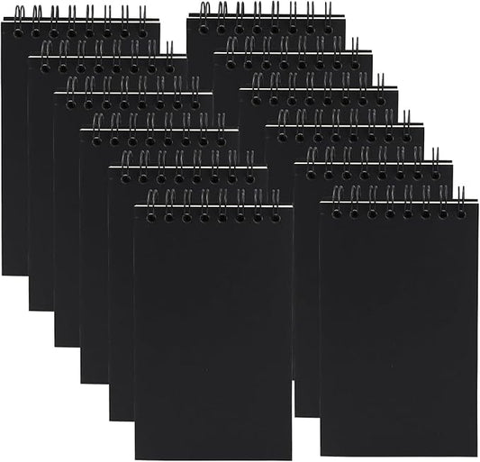 12 Pack Pocket Notebooks, 3x5 Small Notepads, Mini Spiral Notebooks, 60 Sheets/120 Pages,Lined College Ruled Paper, Memo Pads for Home, Office, School or Travel (Black)