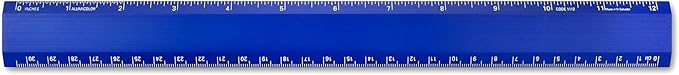 Alumicolor Aluminum Desk Ruler, 12IN, Blue