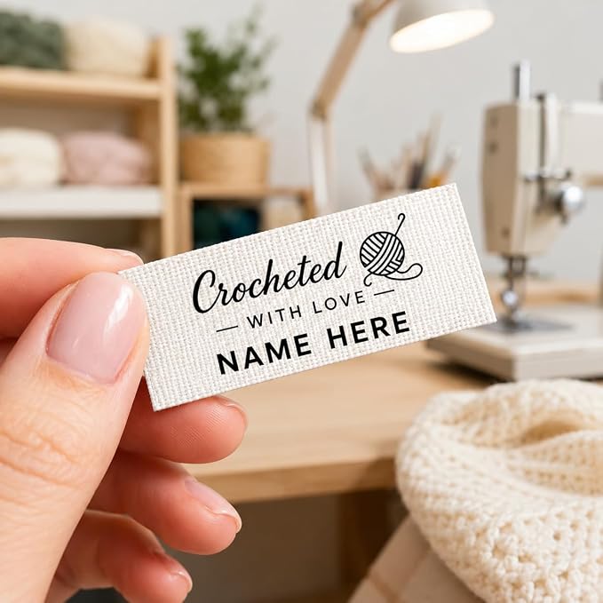 50-1000PCS Custom Fabric Labels, Personalized Sewing Labels for Handmade Items, Made with Love Sewing Labels, 20x57mm (A1)